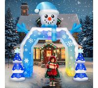 Kalolary 12 Piedi Natale Gonfiabile Decorazioni, Arco a Forma di Pupazzo di Neve con Alberi di Natale Blu Decorazioni di Natale Gonfiabili per Esterno in Cortile Prato Decorazioni di Natale