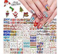 Kalolary 48 Fogli Adesivi Unghie Natale Natalizi Trasferimento ad Acqua Decalcomanie Nail Stickers Water Decals Natale Adesivi per Decorazioni Unghie Nail Art Fai da Te