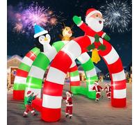 Kalolary - Arco gonfiabile natalizio con luce a LED, tunnel gonfiabile stereoscopico con Babbo Natale e alce, arco gonfiabile, decorazione natalizia per esterni, per cortile, prato, feste, centro