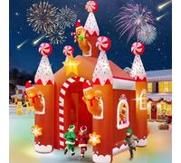 Kalolary Arco gonfiabile natalizio da 3 m, con luce a LED, grande tunnel gonfiabile a forma di omino di pan di zenzero, decorazione natalizia per esterni, per feste, casa, prato, famiglia