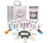 Kalolary Doppi 12 Gioco Domino del Treno Messicano, 91 Tessere Numero Giochi Domino Custodia Alluminio con 9 Libretto Istruzioni Treni Segnapunti Mozzo Forma Ottagonale Gioco Tavolo (Stile Numerico)