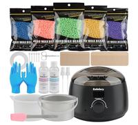 Kalolary Kit di cera integrale per uomini, nuove perle di cera, delicato, ipoallergenico, kit di cera al mese per pelli sensibili e miste, scalda cera per la depilazione, facile da usare