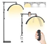 Kalolary Lampada a Mezza Luna a LED, 3000-6000K Regolabile Luminosità Lampada da Terra a LED Lampada Estetista con Supporto e Clip da Scrivania per Telefono Cellulare per Tatuatori, Studi di Bellezza