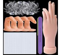 Kalolary Mains Et Doigts d'Entraînement Unghie Acriliche, Manicure Practice Hand & Fingers Mano Manicure Pieghevole Punte Unghie Finte 500 pezzi Mastice Unghie Strumenti Formazione (trasparente)