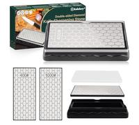 Kalolary Piastra per affilare i Diamanti su Due Lati, Pietra per affilare i coltelli a Grana 400/1000, 150 * 63mm per Utensili da Cucina per Esterni a Superficie a Nido d'Ape