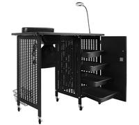 Kalolary Stazione per unghie salone di manicure professionale, stazione per unghie mobile con collettore di polvere di unghie, 4 cassetti, workstation di salone per unghie di bellezza (Nero)