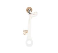 Kaloo - Attacco per ciuccio color crema - Legno e tessuto bimateriale - Compatibile con ciucci ad anello - Elegante regalo di nascita - Fin dalla nascita - Lavaggio superficiale - 0+