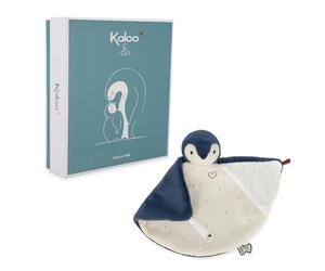 Kaloo, Complices, Doudou per Neonati Pinguino Blu, Dalla Nascita | Doudou in Pelliccia, Velluto a Coste e Mussola di Cotone, Ali da Annodare, Corpo Soffice, Scatola Regalo Personalizzabile