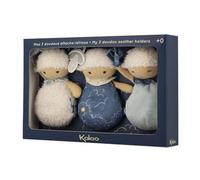 KALOO - Doux Sommeil - 3 Doudou Porta-Succhietto - 3 Piccoli Doudou Pecorelle - Porta-Succhietti per Neonato - 15 cm - Blu e Bianco - dalla Nascita, K221001