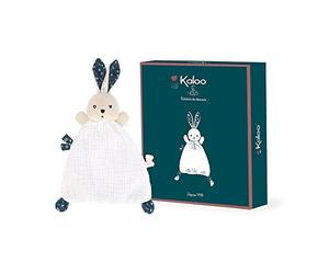 KALOO - K'Doux - Doudou Coniglio Natura - Bianco e Blu - Materiale Mussola di Cotone - 20 Cm, K969950