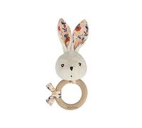 Kaloo - K'doux - Sonaglio per bambini - Anello in legno FSC - Peluche coniglio con carta frusciante - Promuove lo sviluppo - Stimola i sensi - Motivo papavero - 0 mesi +, K216002