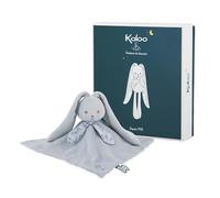 KALOO - Lapinoo - Doudou Coniglio Azzurro - Peluche Neonato - Quadrato 30 x 30 cm - Due Materiali Morbidi Viscosa e Velluto a Coste - Cofanetto Regalo - dalla Nascita, K218003