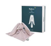KALOO - Lapinoo - Doudou Coniglio Rosa - Peluche Neonato - Quadrato 30 x 30 cm - Due Materiali Morbidi Viscosa e Velluto a Coste - Cofanetto Regalo - dalla Nascita, K218002