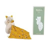 KALOO - Quadrato Morbidezza - Doudou Gatto Giallo - Peluche per Neonato - Quadrato 18 x 18 cm Giallo - Materiali Ecosostenibili - Scatola Regalo FSC - Dalla Nascita, K226003