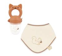 Kaloo - Set bavaglino e mordicchiatoio scoiattolo - Accessori per bambini per la diversificazione alimentare - Silicone morbido senza BPA - Lavabile - Dai 6 mesi - K208009