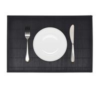 Kaloriko 6 tovagliette in bambù, colore nero, 30 x 45 cm, antiscivolo, lavabili, come sottopiatti e protezione da tavolo, per sala da pranzo, cucina, ristorante, famiglia, feste, colazione, cena