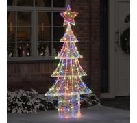 Kaloriko Albero di Natale in acrilico, 180 cm, con 240 LED multicolore, set di decorazioni per albero di Natale con stella, alimentato tramite USB, resistente alle intemperie, decorazione natalizia