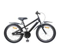 Kaloriko Bicicletta per bambini da 18 pollici, nera, per 5-7 anni, telaio in acciaio con parafango e campanello, 1 marcia, freno a contropedale, adatta per bambini da 115 a 125 cm, robusta due ruote