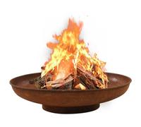 Kaloriko Braciere da 80 cm in acciaio con rivestimento rustico, marrone, per giardino, terrazza, balcone, grande braciere per calore e fiamma suggestiva, uso esterno