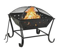 Kaloriko Braciere in acciaio, 62 cm, XXL, con attizzatoio e parascintille, braciere per giardino e terrazza, fonte di calore decorativa per uso esterno