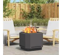 Kaloriko Braciere nero senza fumo, in robusto acciaio da 58 x 58 x 51 cm, per giardino, terrazza, balcone, efficiente distribuzione del calore ed elegante braciere per serate accoglienti all'aperto