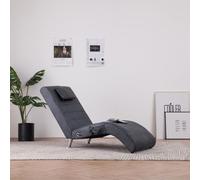 Kaloriko Chaise longue massaggiante con cuscino effetto camoscio grigio, sdraio relax ergonomico con imbottitura e funzione riscaldante, gambe in acciaio zincato, 144 x 59 x 79 cm, ideale per leggere
