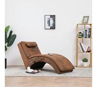 Kaloriko Chaise Longue Massaggiante con Cuscino Marrone Effetto Camoscio Sdraio Ergonomico Relax con Imbottitura e Funzione Riscaldante Incluso Telecomando per Soggiorno e Ufficio