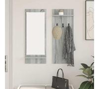 Kaloriko Comodino da parete grigio Sonoma, in legno, 70 x 10 x 90 cm, con 2 ripiani e specchio, salvaspazio, stile moderno, per corridoio, soggiorno, camera da letto, ufficio, organizer