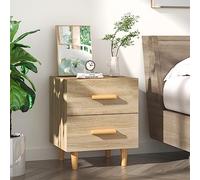 Kaloriko Comodino Rovere Sonoma 40x35x47,5 cm con 2 cassetti, supporto in legno massello e ingegnerizzato, mobile notte salvaspazio per camera da letto, soggiorno, ingresso e cameretta