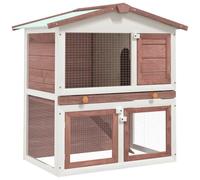 Kaloriko Conigliera marrone in legno a più piani con 3 ante e tetto impermeabile, box resistente alle intemperie per piccoli animali come conigli e porcellini d'India, ideale per giardino, balcone e