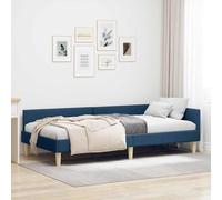 Kaloriko Cornice del letto ad angolo blu 100 x 200 cm tessuto struttura salvaspazio multifunzione con testiera reversibile compatibile con futon e brandina per camere moderne
