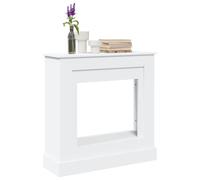 Kaloriko Cornice per caminetto in legno bianco, 90 x 30 x 90 cm, console per camino con ripiano per caminetti elettrici, accessori per camino, soggiorno, braciere con cornice sicura