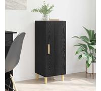 Kaloriko Credenza Rovere Nero 34,5 x 34 x 90 cm in legno ingegnerizzato con ripiani e anta, mobile contenitore da soggiorno o sala da pranzo, armadietto slim con montaggio a parete