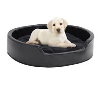 Kaloriko Cuccia per cani nera, 79 x 70 x 19 cm, in peluche e ecopelle, antiscivolo, con morbida superficie di appoggio, cuscino per cani lavabile come accogliente posto per dormire per cuccioli