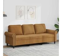 Kaloriko Divano a 3 posti, in velluto, marrone, 180 cm, con struttura in metallo, comodo imbottito, mobile moderno per il soggiorno, robusto divano imbottito per un relax accogliente e un paesaggio