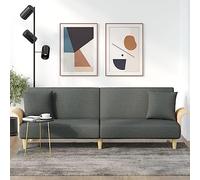 Kaloriko Divano letto con braccioli, in tessuto grigio scuro, 224 x 89 x 70 cm, divano a due posti con funzione letto, cuscino, robusto telaio in compensato, per soggiorno e camera degli ospiti