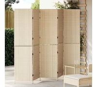 Kaloriko Divisorio beige in polyrattan con funzione pieghevole, 242 x 180 cm, autoportante e opaco, ideale per soggiorno, camera da letto, ufficio, elegante divisorio e protezione dagli sguardi