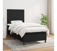 Kaloriko Girello a Molle con Materasso Nero 90x190 cm in Tessuto, Struttura letto regolabile, Supporto ergonomico, Sogno riposante, Supporto schiena, Design salvaspazio, ideale per camera ospite