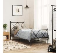 Kaloriko Giroletto in Metallo Nero 75x190 cm con Testiera e Pediera Supporto per Camera da Letto Svegliata e Spaziosa Struttura Robusta