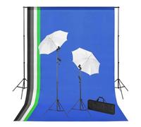 Kaloriko Kit da studio fotografico con 5 sfondi colorati, treppiede in alluminio, luci diurne 5500 Kelvin, 2 ombrelli, altezza regolabile fino a 230 cm, portatile per ritratti e fotografia di prodotti