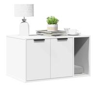 Kaloriko Lettiera per gatti, in legno, 80 x 50 x 45 cm, con due ingressi, versatile, utilizzabile come casetta per gatti e tavolino, facile da pulire e stabile, per appartamento e balcone