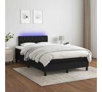 Kaloriko Letto a Molle con Materasso e LED Nero 120x200cm in Tessuto, Struttura Sollevabile, Testiera Regolabile, Design Salvaspazio, Con Luz LED Colorate, Per Camera da Letto Moderno