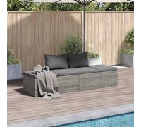 Kaloriko Letto da giardino in polyrattan grigio, 195 x 60 cm, con schienale regolabile, pieghevole e resistente alle intemperie, con imbottitura e cuscino per balcone, terrazza, lounge all'aperto e
