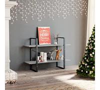 Kaloriko Libreria a 2 scomparti, grigio cemento, 100 x 30 x 70 cm, in legno e metallo, divisorio con spazio portaoggetti, mensola per libri, cartelle, decorazione per soggiorno o ufficio