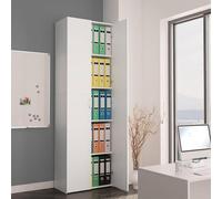 Kaloriko Mobile per TV in legno bianco, 60 x 32 x 190 cm, con 2 ante, 5 ripiani, per ufficio, studio, casa, archiviazione di documenti, cartelle, cassettiera multiuso