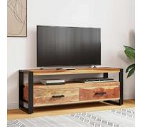 Kaloriko Mobile Porta TV in Legno Massello di Acacia e Gomma con Finitura Ambra, Supporto per Schermo, Mobile Soggiorno, Angolare, Basso, Ideale Come Credenza, Console o Vano