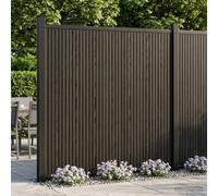 Kaloriko Pannello di Recinzione 10 pcs Nero in WPC e Alluminio Resistente alle Intemperie per Giardino Esterno, Facile da Assemblare, Privacy, Con Supporto e Fissaggio, Ideale per Confini e Barriere