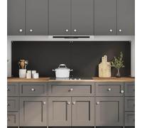 Kaloriko Pannello posteriore da cucina in vetro temperato, nero, 2 pezzi, 100 x 60 cm, resistente al calore, con fori preforati, per cucina moderna, protezione dagli schizzi e facile montaggio