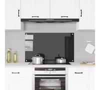 Kaloriko Pannello posteriore da cucina nero, in vetro temperato, 100 x 60 cm, resistente al calore e ai graffi, pratico paraspruzzi con accessori di montaggio, per cucinare, arrostire, pulire
