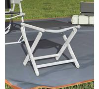 Kaloriko Poggiapiedi pieghevole nero e argento con textilene e alluminio, sgabello da giardino pieghevole, resistente alle intemperie, per terrazza, balcone, esterno, stabile supporto per le gambe